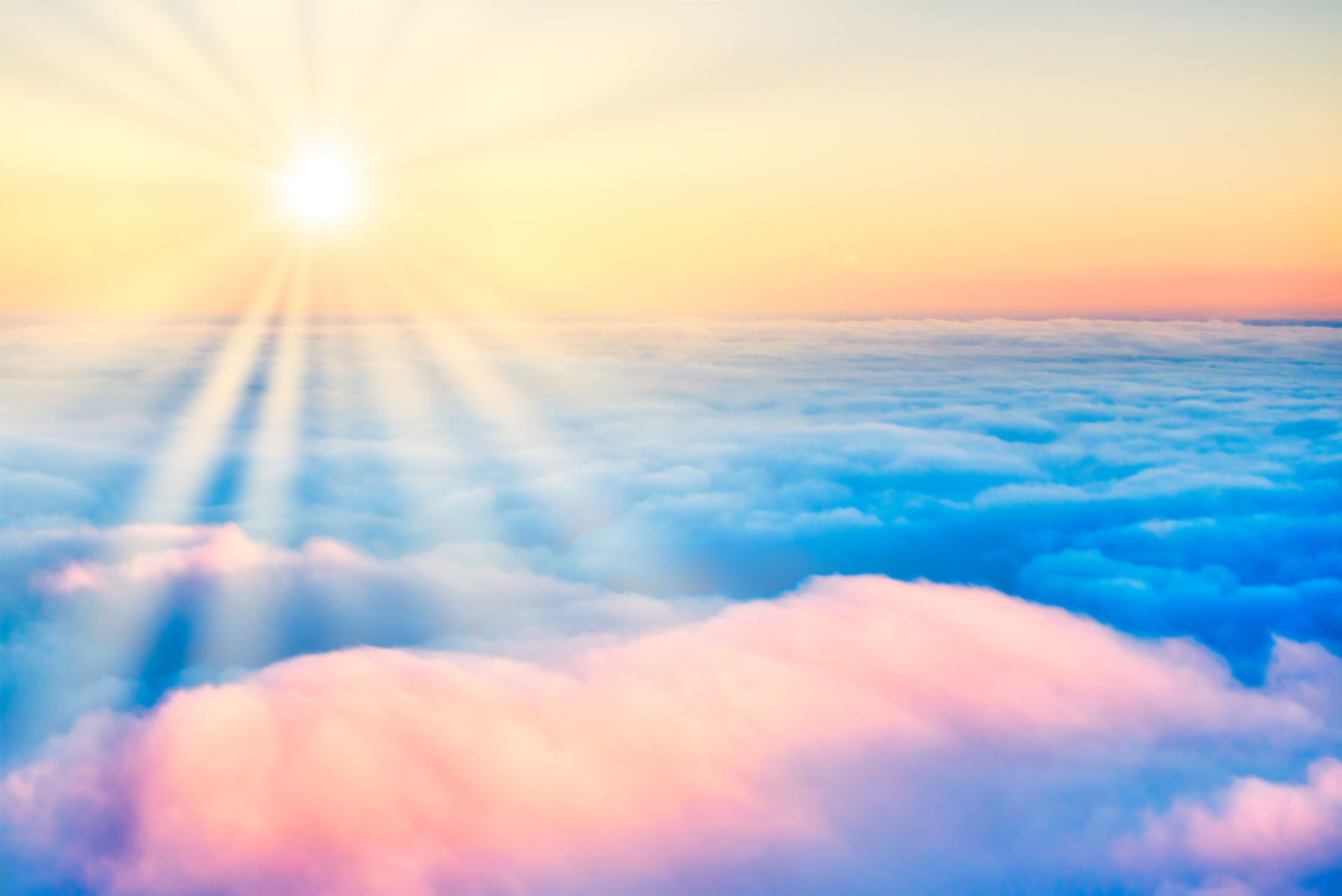 Sky and Clouds at Sunset with Sun Rays